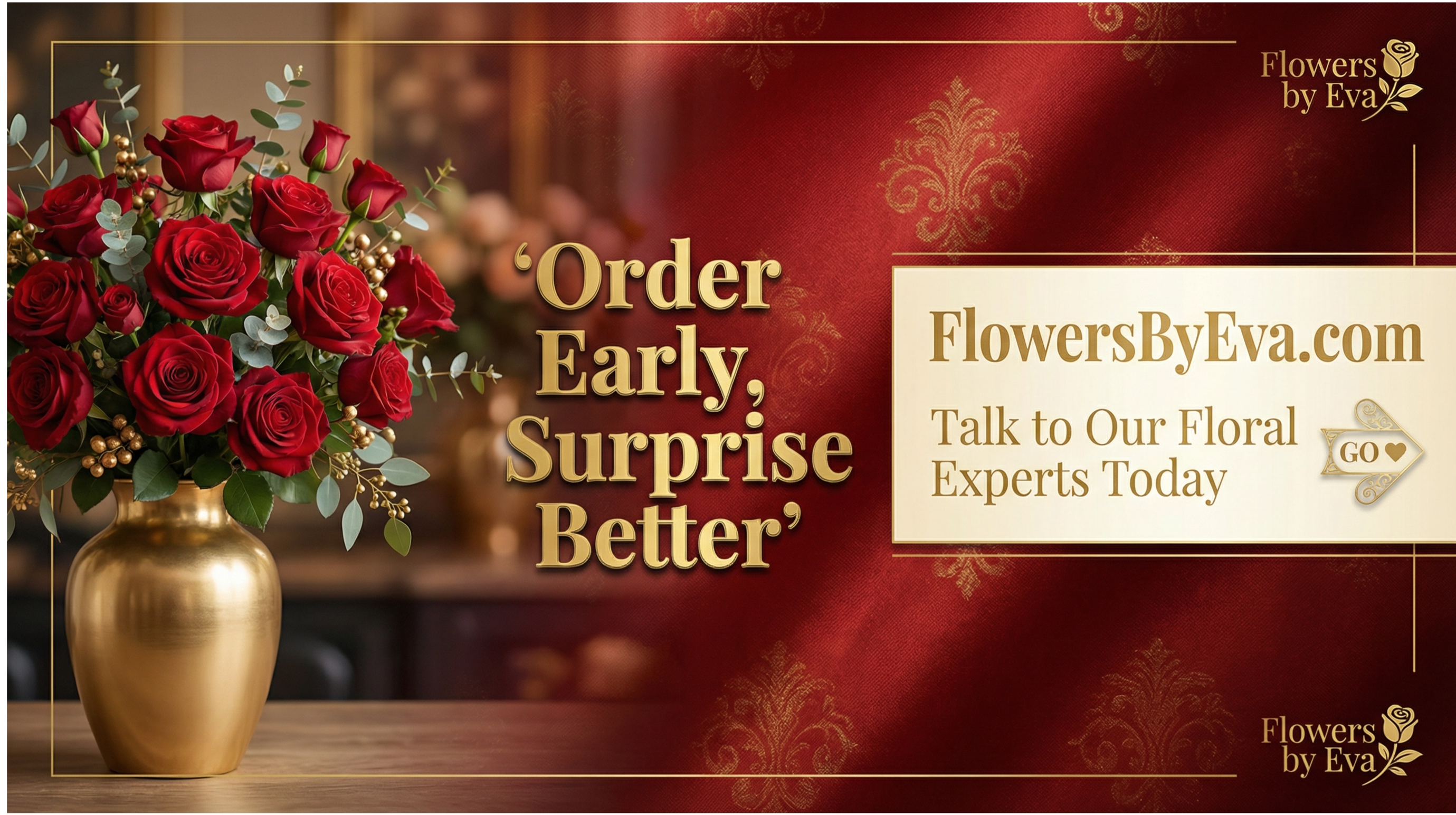 Call to action: Order your perfect Valentine's Day surprise early from Flowers by Eva and create an unforgettable moment